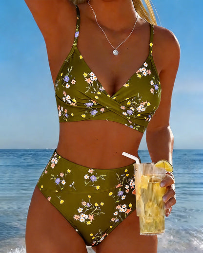 Bikini floral con tiras cruzadas Dulce