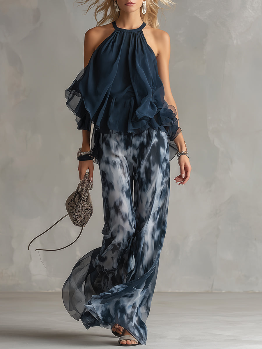 Conjunto de top fluido y pantalón ancho Karla