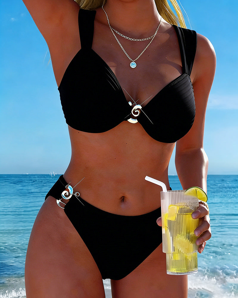 Bikini metalizado con abertura Sofía