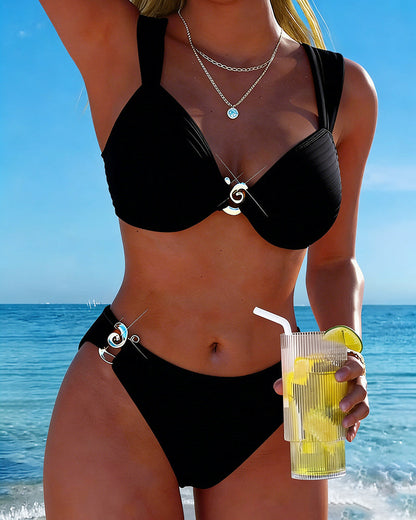 Bikini metalizado con abertura Sofía