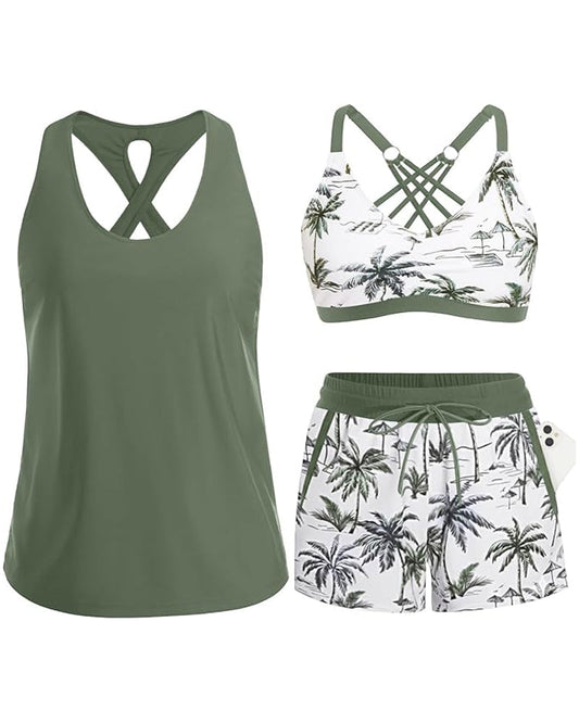 Conjunto de playa estampado con salida y bikini Ilse