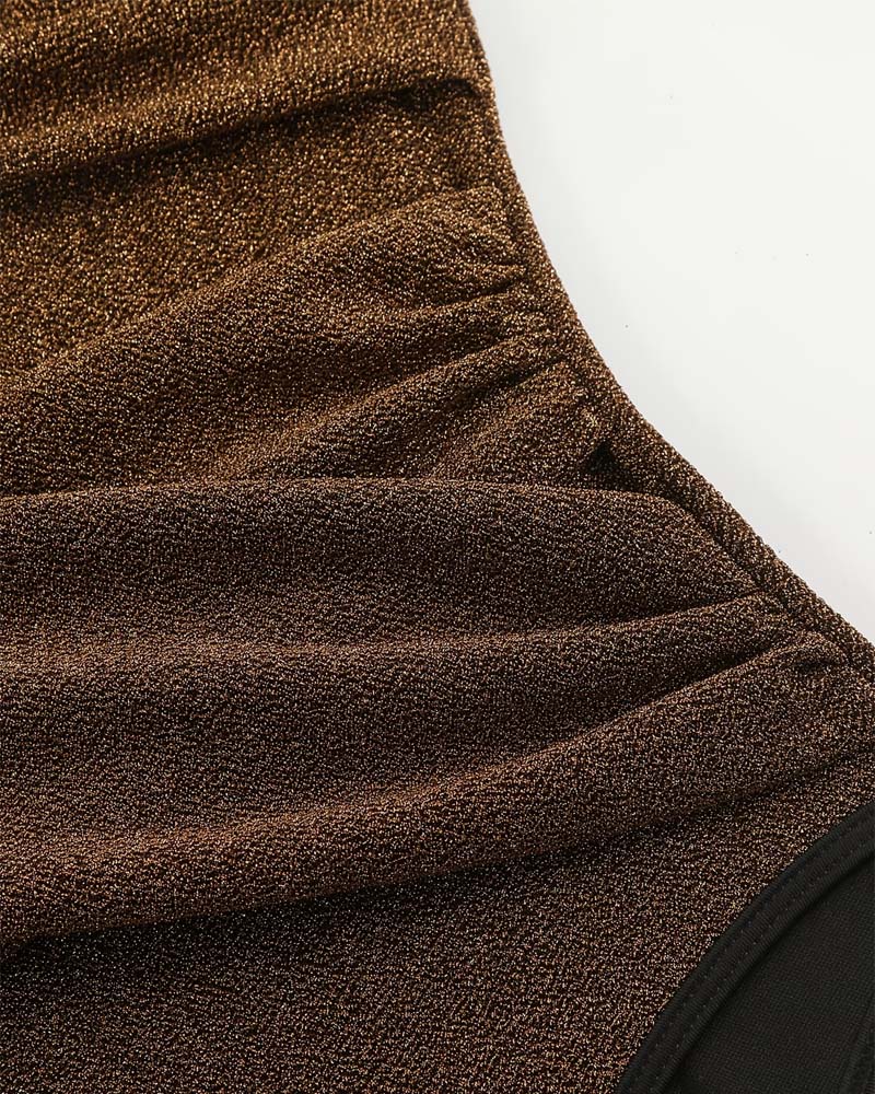 Traje de baño de una pieza cuello en V metalizado Bianca