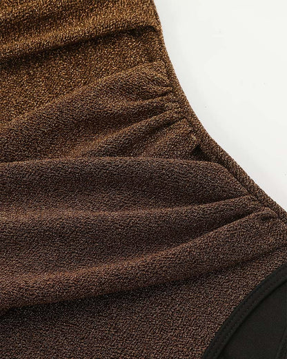 Traje de baño de una pieza cuello en V metalizado Bianca