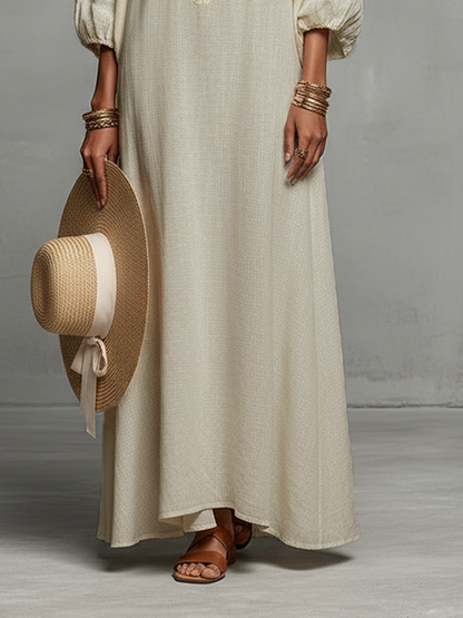 Vestido maxi hombros descubiertos con bordado Estefanía