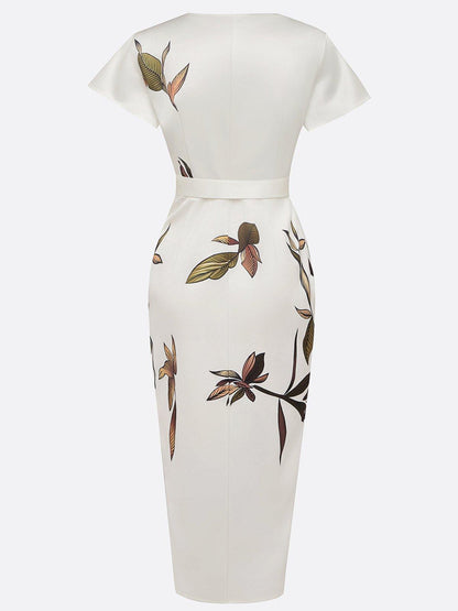 Vestido wrap con estampado de hojas Guadalupe