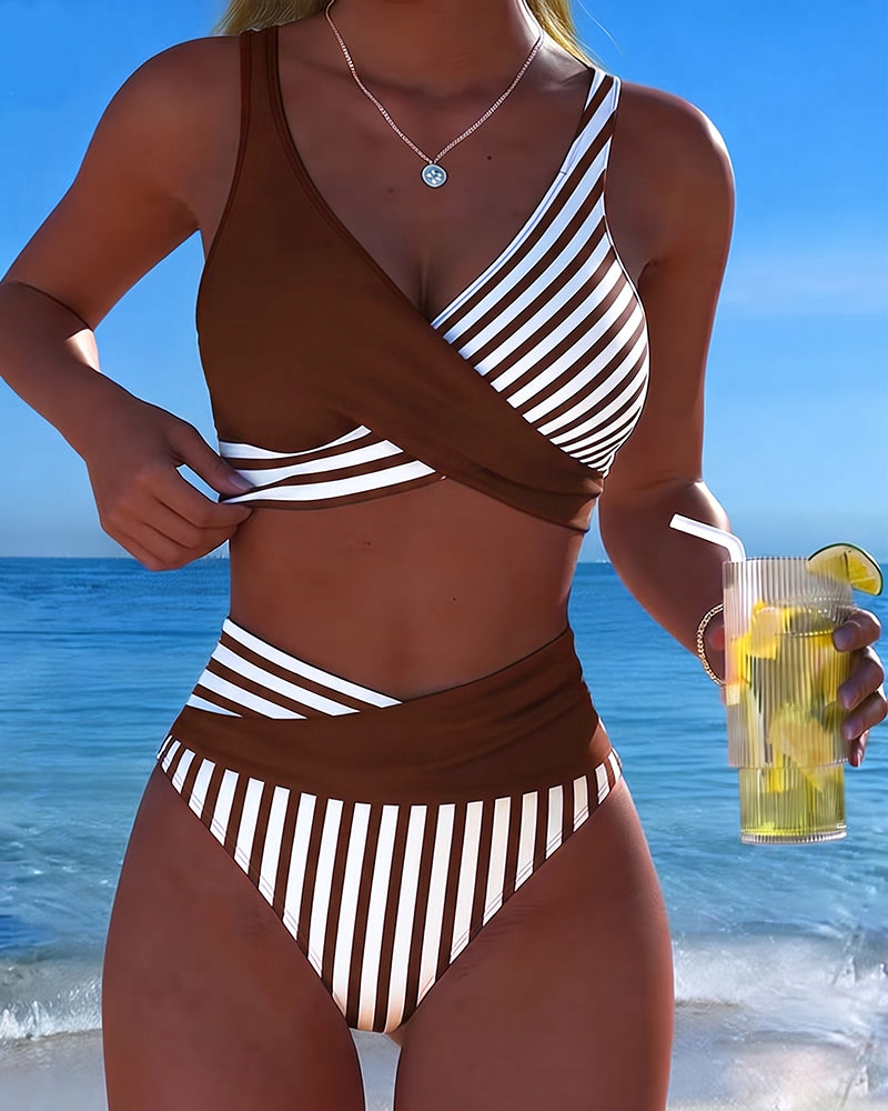 Bikini cruzado de rayas Erika