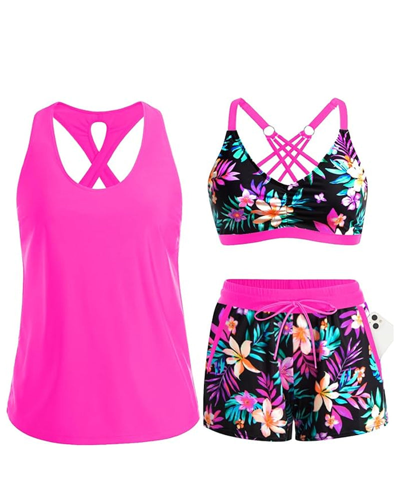 Conjunto de playa estampado con salida y bikini Ilse