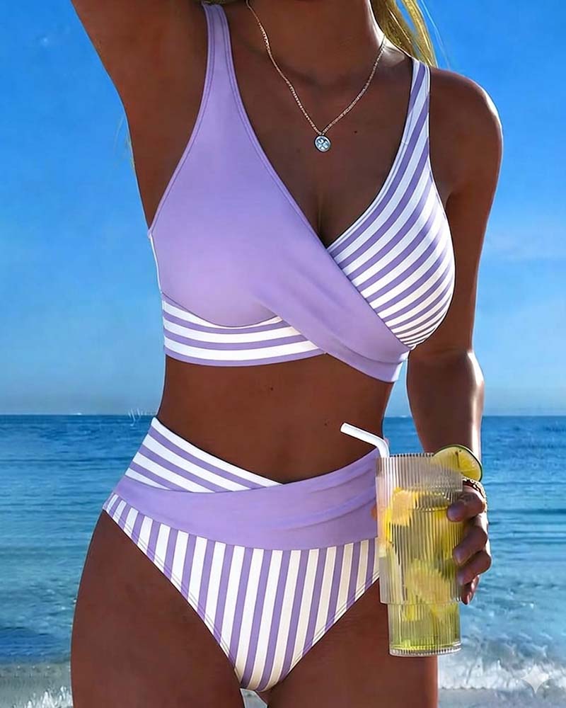 Bikini cruzado de rayas Erika