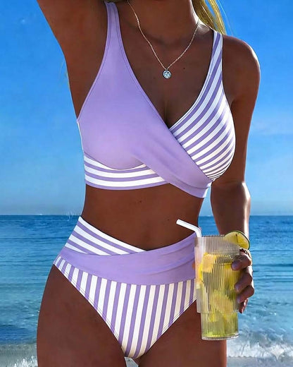 Bikini cruzado de rayas Erika
