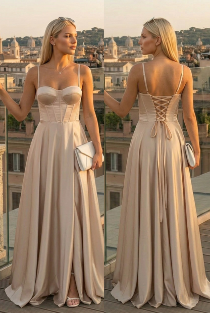 Vestido largo satinado Maritza