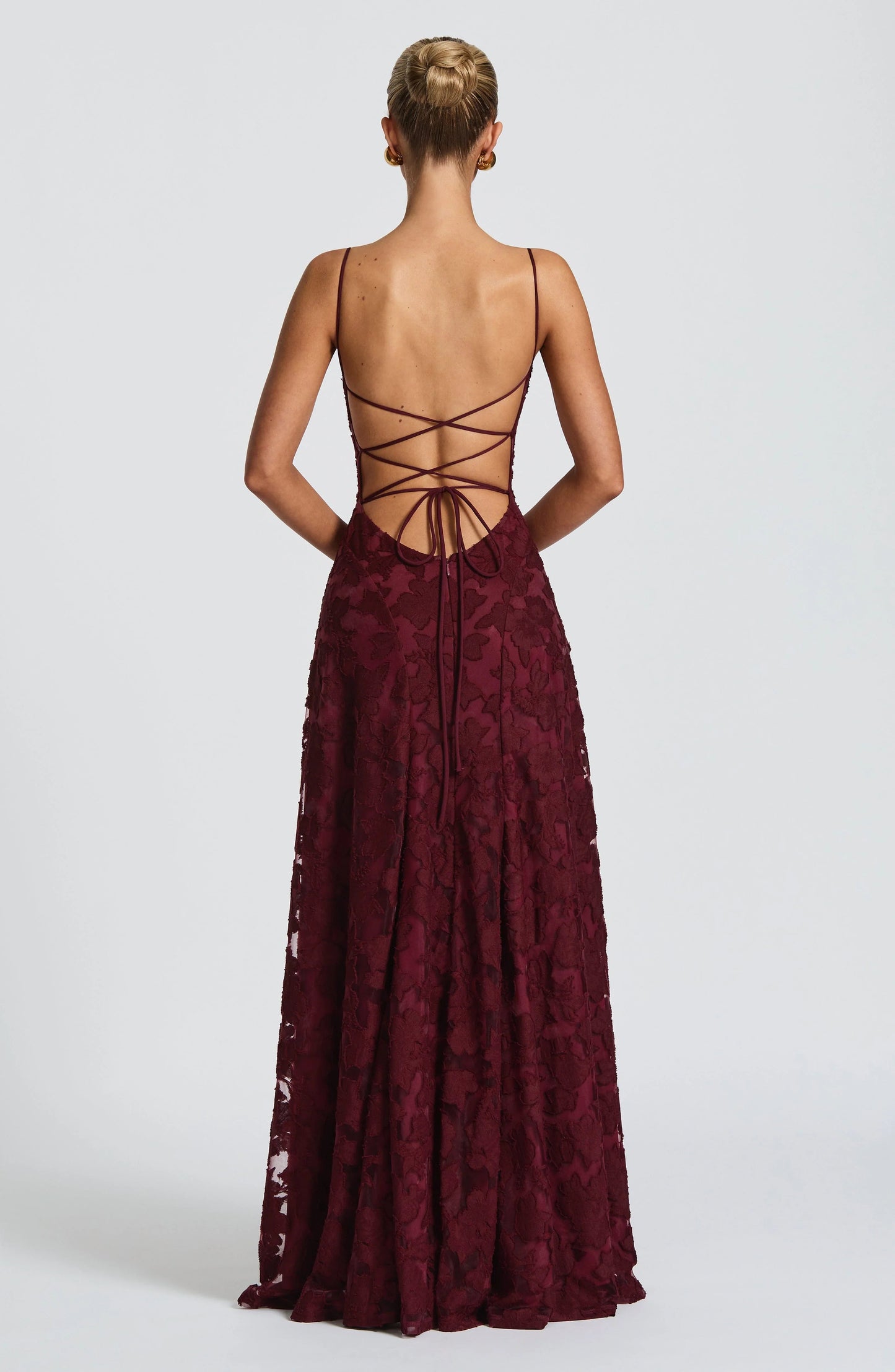 Vestido largo palabra de honor Coral