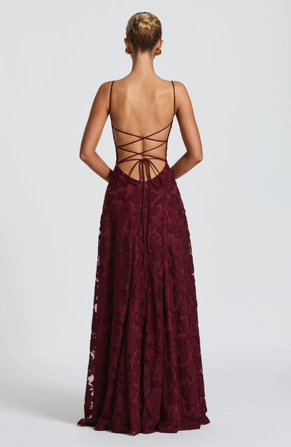 Vestido largo palabra de honor Coral