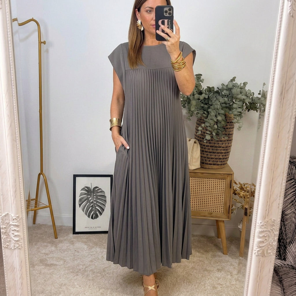Vestido maxi plisado Regina