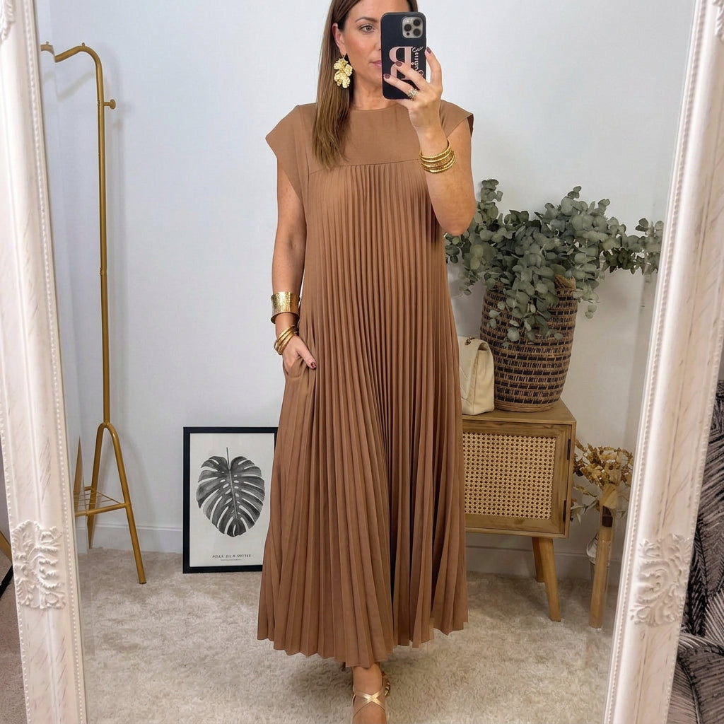 Vestido maxi plisado Regina