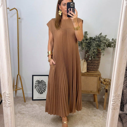 Vestido maxi plisado Regina