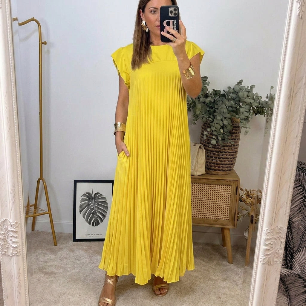 Vestido maxi plisado Regina