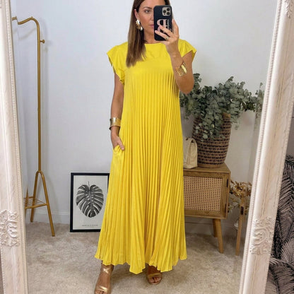 Vestido maxi plisado Regina