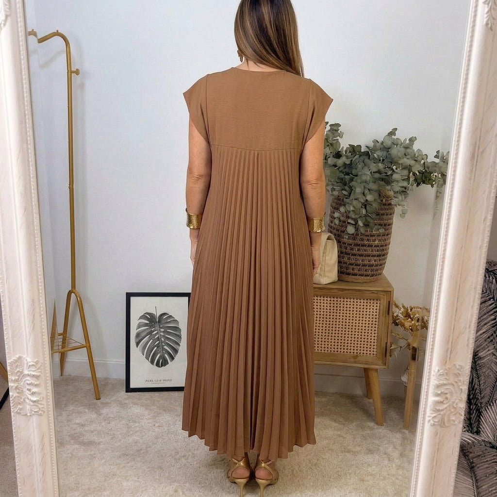 Vestido maxi plisado Regina