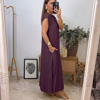 Vestido maxi plisado Regina