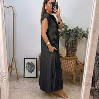 Vestido maxi plisado Regina