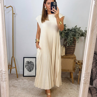 Vestido maxi plisado Regina
