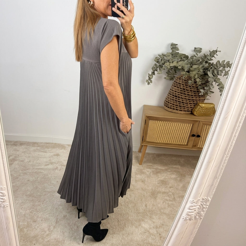 Vestido maxi plisado Regina