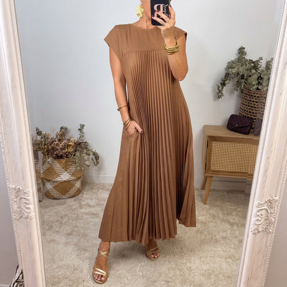 Vestido maxi plisado Regina