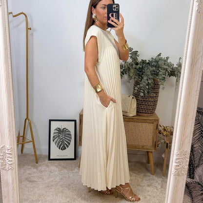 Vestido maxi plisado Regina