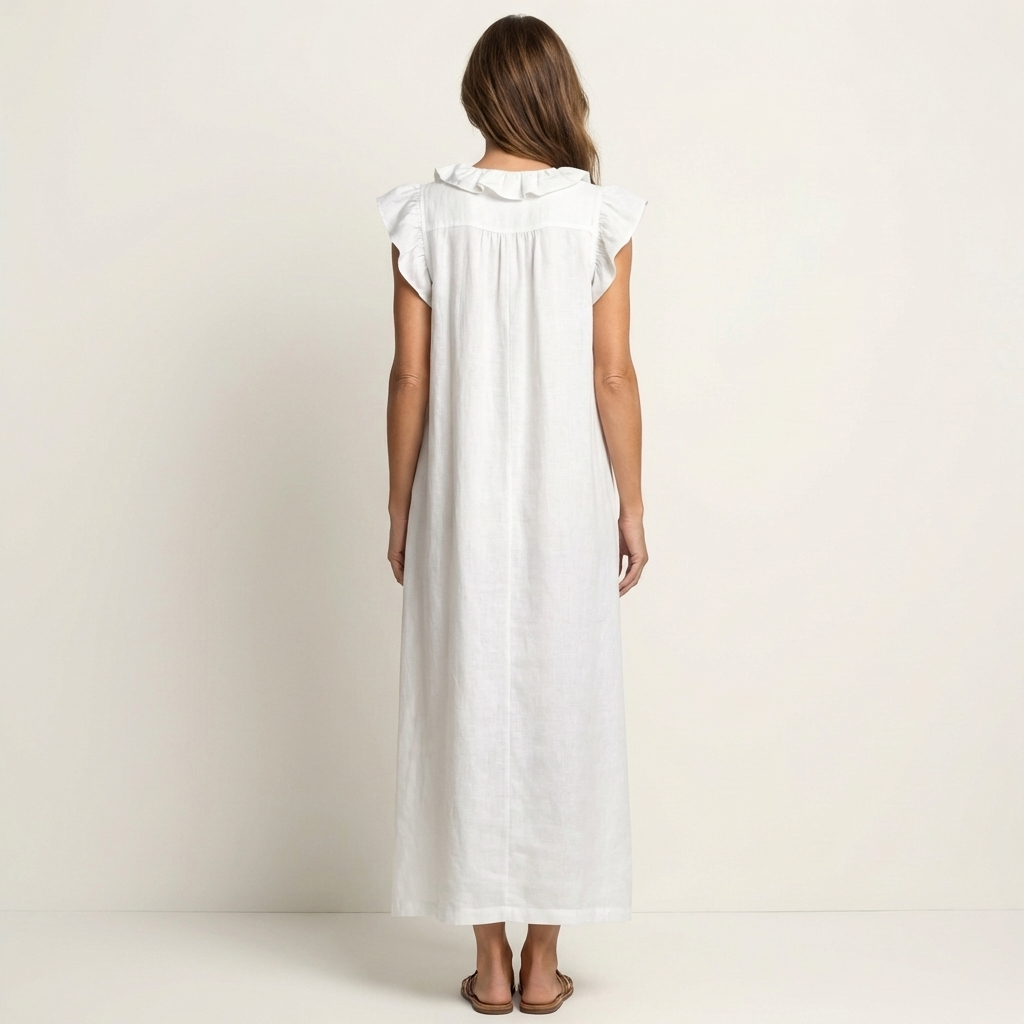 Vestido con cuello en V y volantes Alma