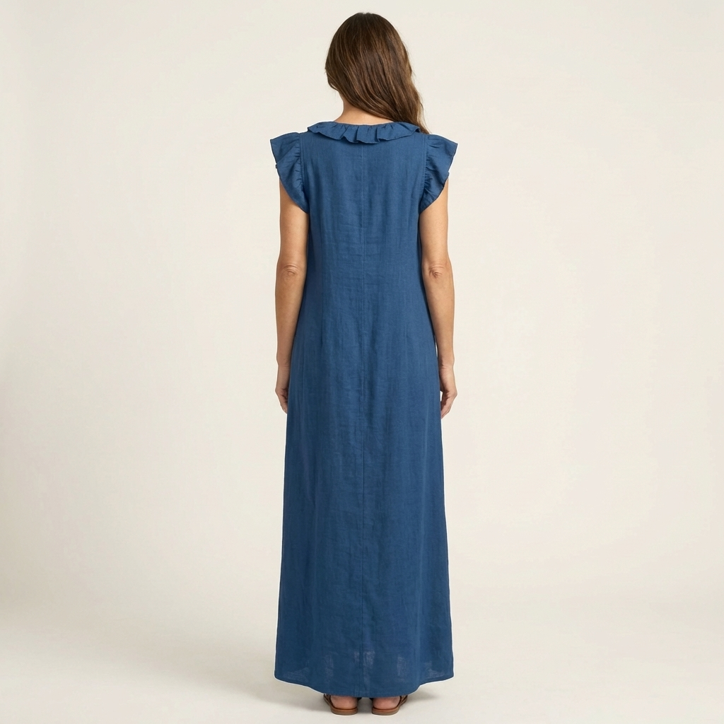 Vestido con cuello en V y volantes Alma