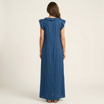 Vestido con cuello en V y volantes Alma