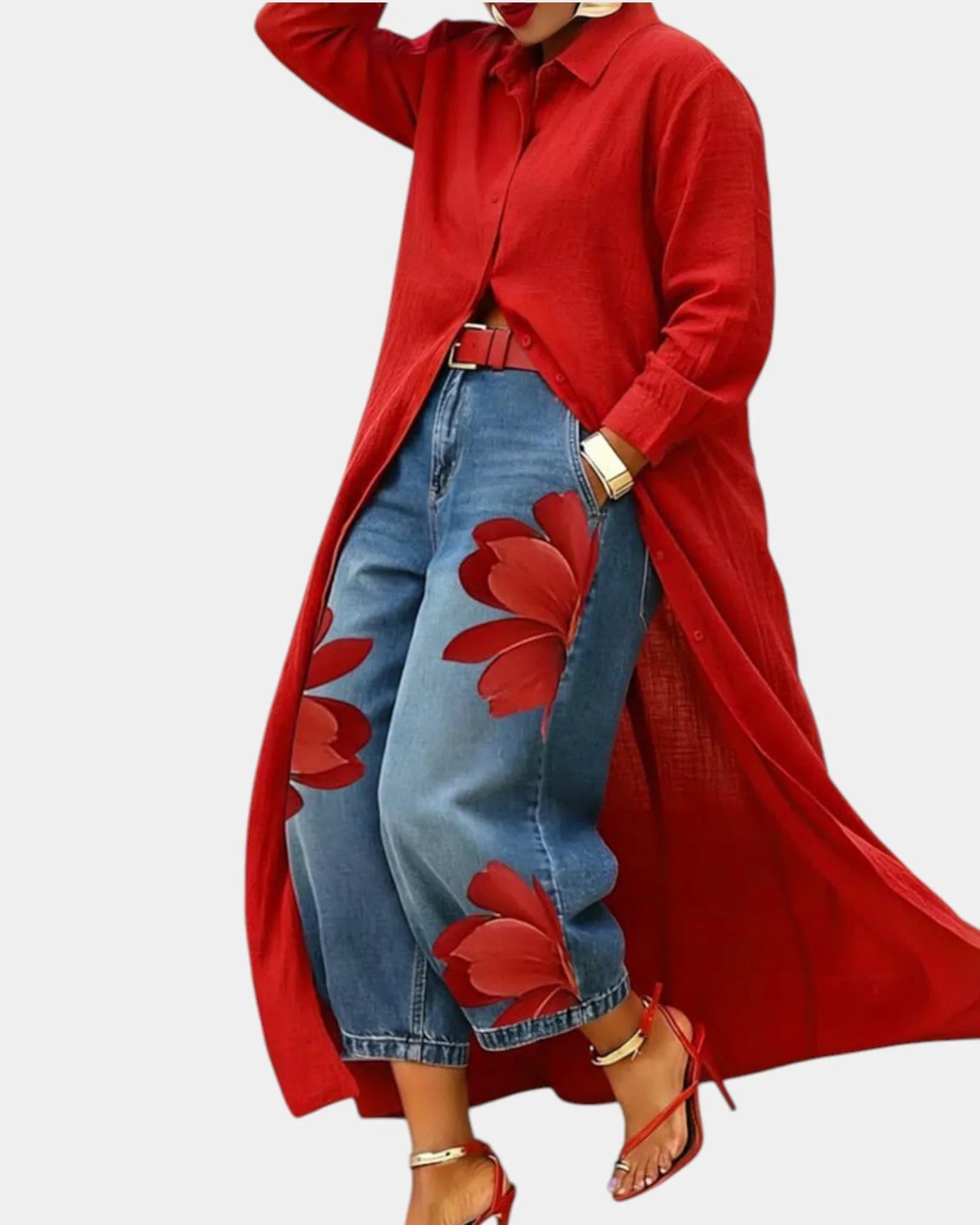 Conjunto de vestido y pantalón de mezclilla Mabel