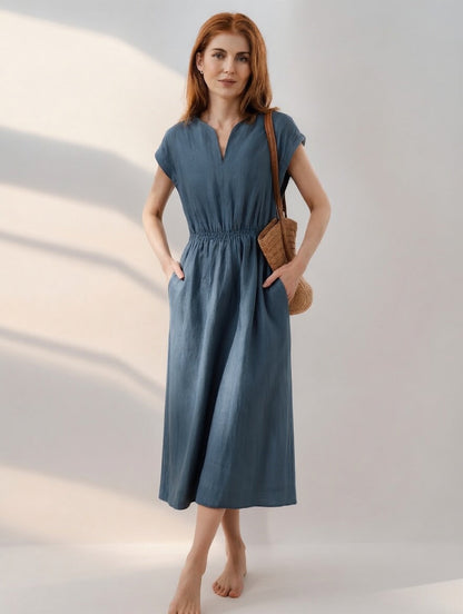 Vestido de lino mezclado Ximena