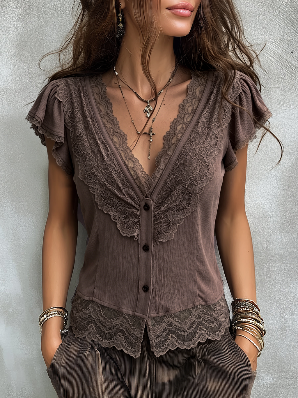 Blusa con escote en V Lucia
