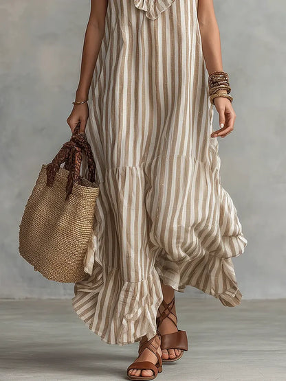 Vestido de algodón de rayas con volantes Lucero