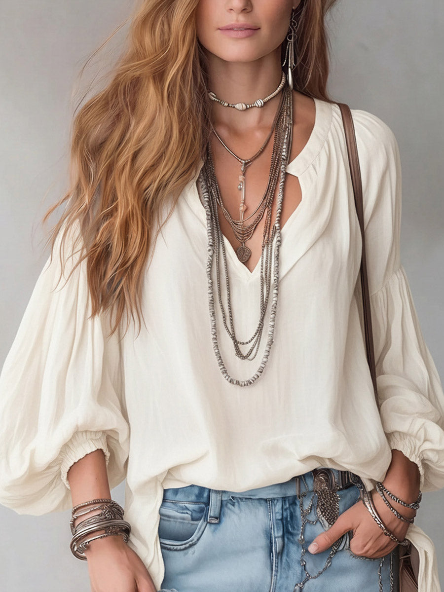 Blusa con escote en V Frida