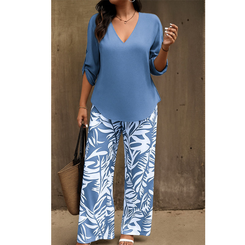 Conjunto de blusa y pantalón estampado Mayte