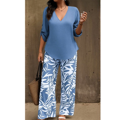 Conjunto de blusa y pantalón estampado Mayte