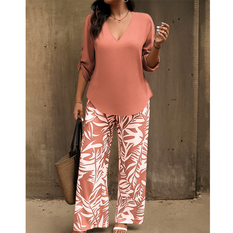 Conjunto de blusa y pantalón estampado Mayte