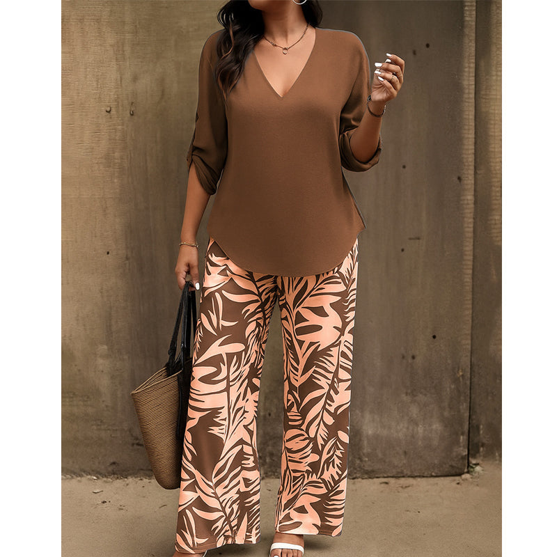 Conjunto de blusa y pantalón estampado Mayte